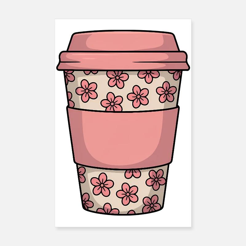 Tasse à café florale Poster 20 x 30 cm
