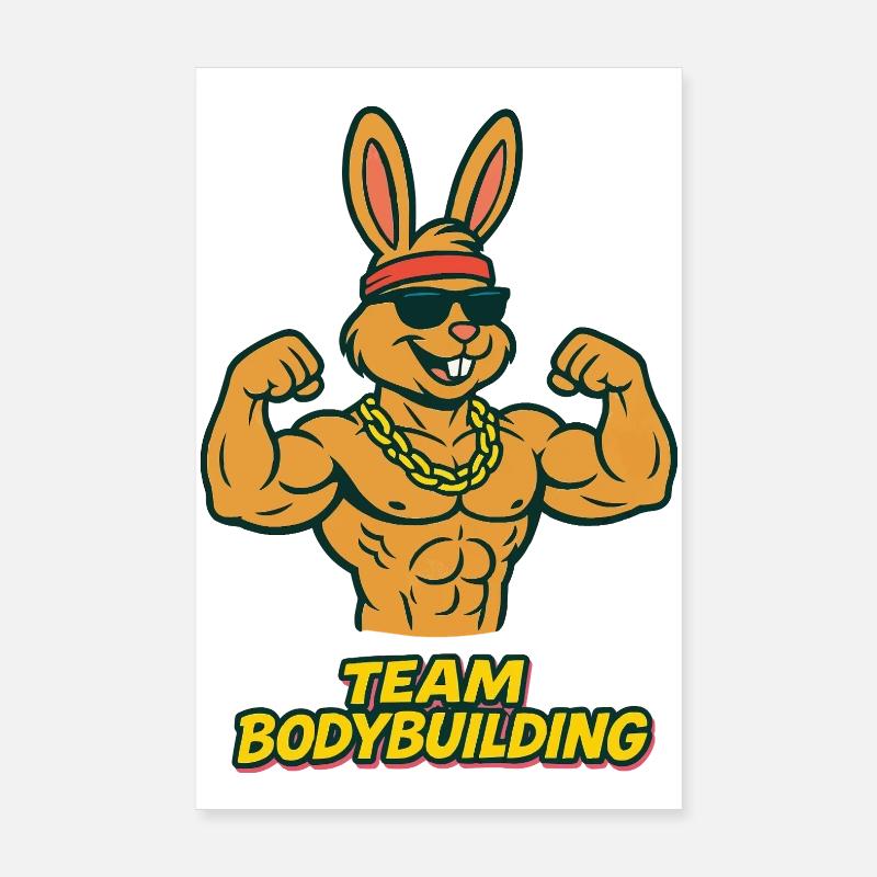 Lapin de musculation en équipe Poster 20 x 30 cm