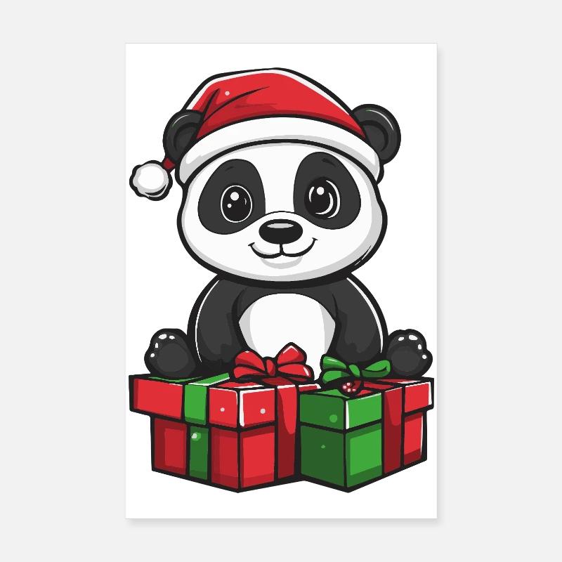 Cadeaux de Noël Panda Poster 20 x 30 cm