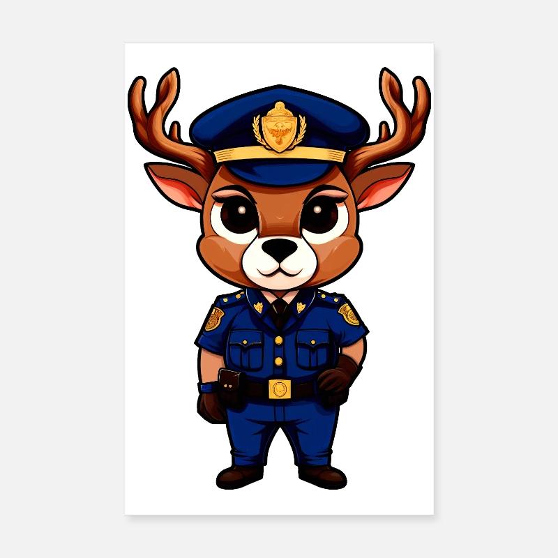 Hirsch Polizei Poster 20x30 cm
