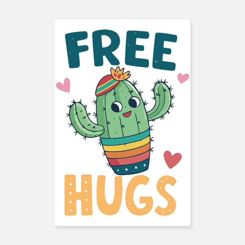 Cactus Mignon Câlins Gratuits Poster 20 x 30 cm