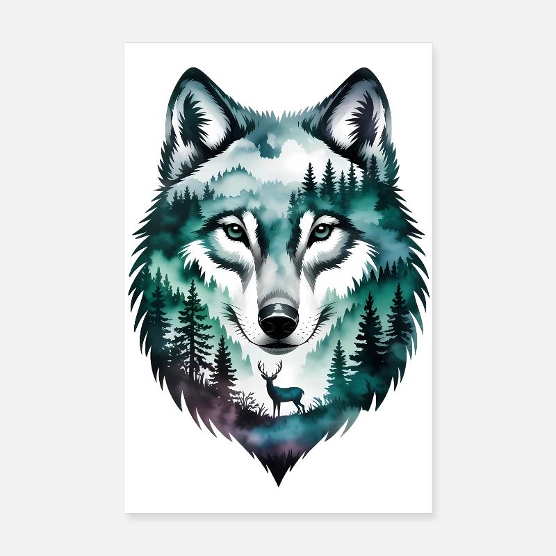 Wolf-Silhouette – Motivations-Wolf-Logo Poster 20x30 cm