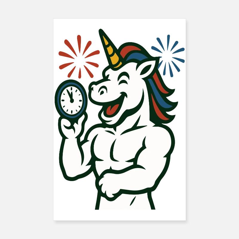 Mascotte illustrée du Temps de la Licorne Forte Poster 20 x 30 cm
