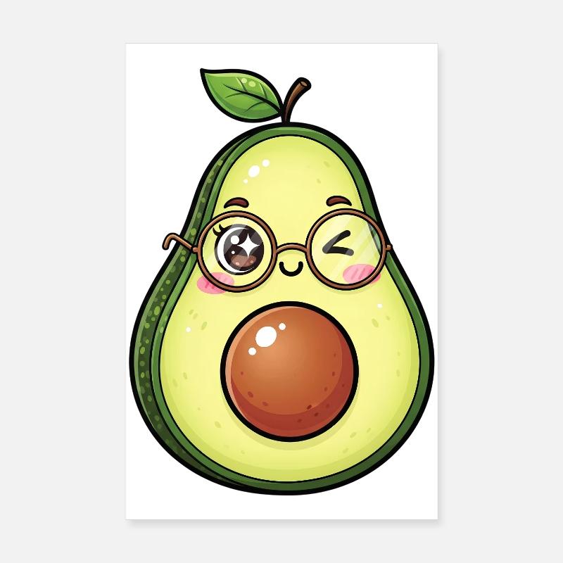Avocado with Glasses Wink Poster 8" x 12" (20x30 cm)
