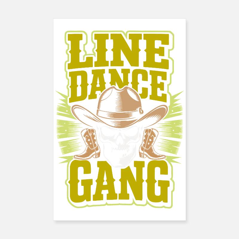Line Dance Gang Skull Cowboy Poster 20x30 cm