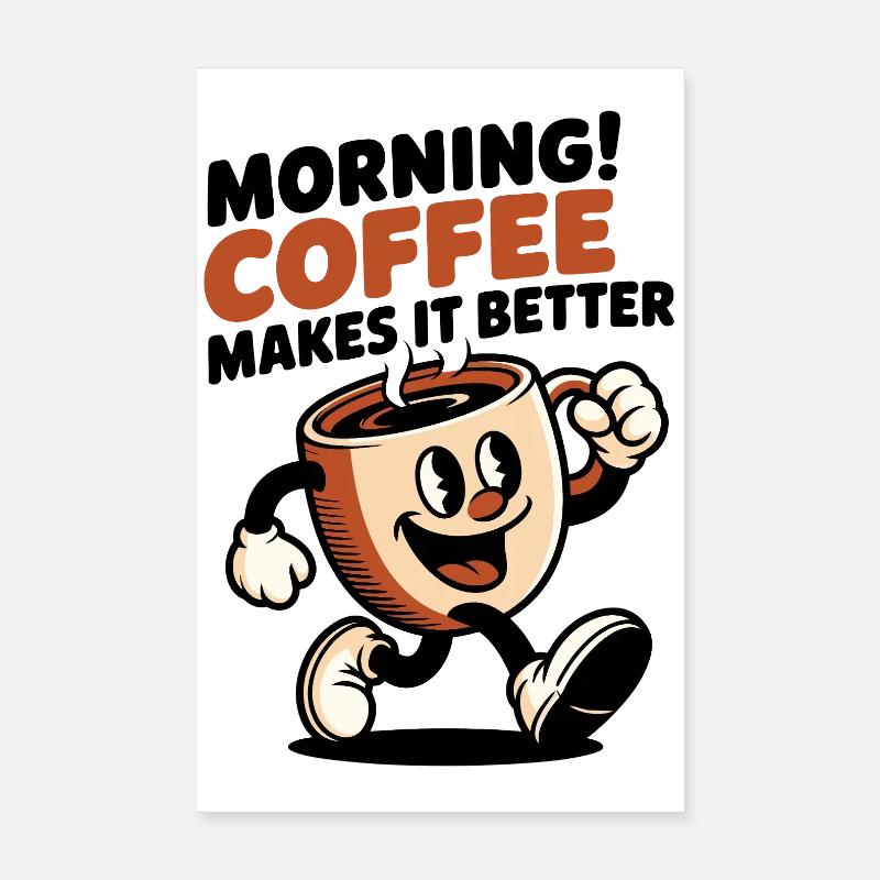Retro Kaffeeheld Cartoon Poster 20x30 cm
