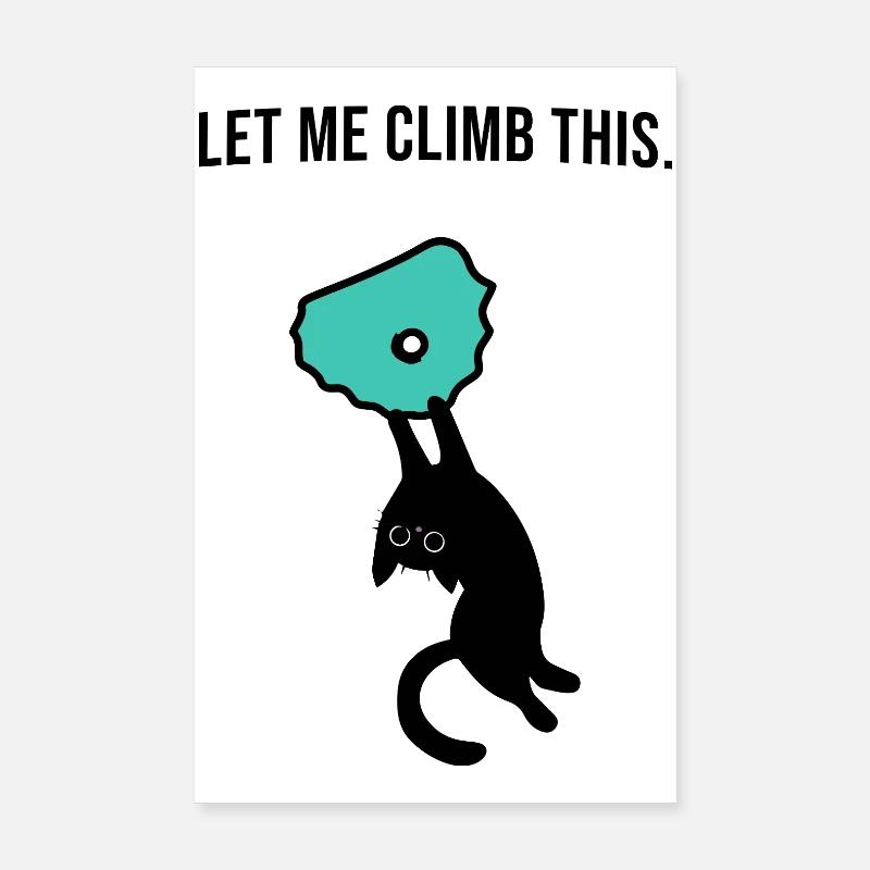 Boulder Katze hält sich an Klettergriff fest - Poster 20x30 cm - Weiß
