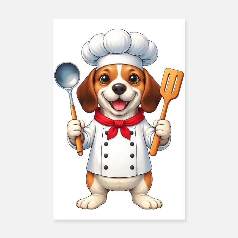 Cuisson de dessin animé Chef Rapetou Dessin animé Cuisine de chien Poster 20 x 30 cm