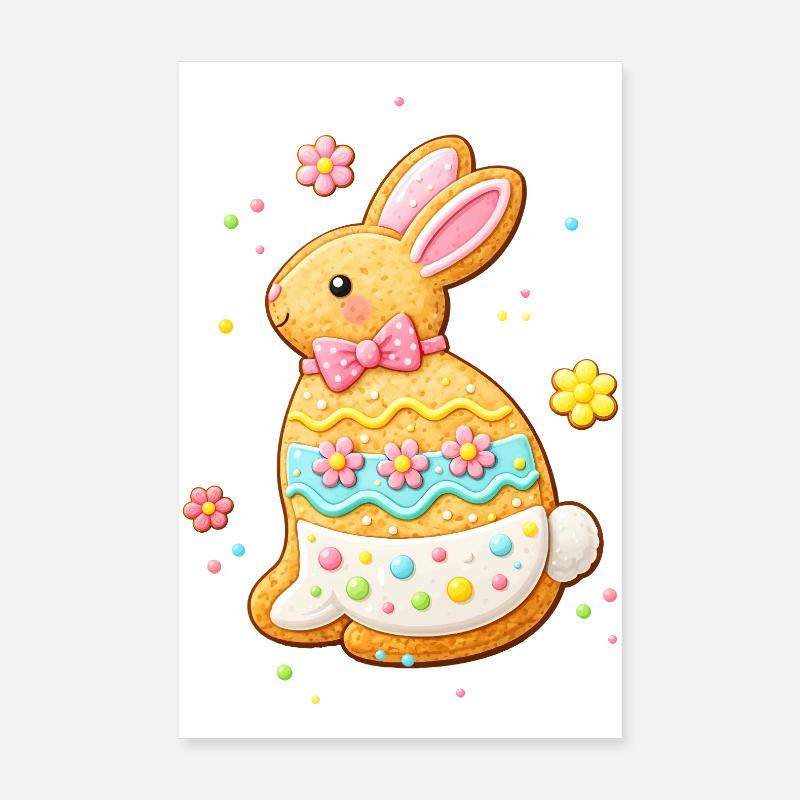 Un lapin mignon comme un biscuit décoré Poster 20 x 30 cm
