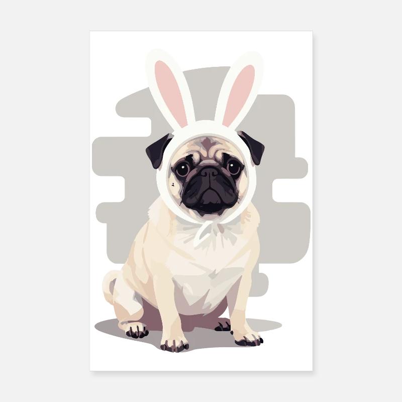 Pug Bunny Poster 8" x 12" (20x30 cm)