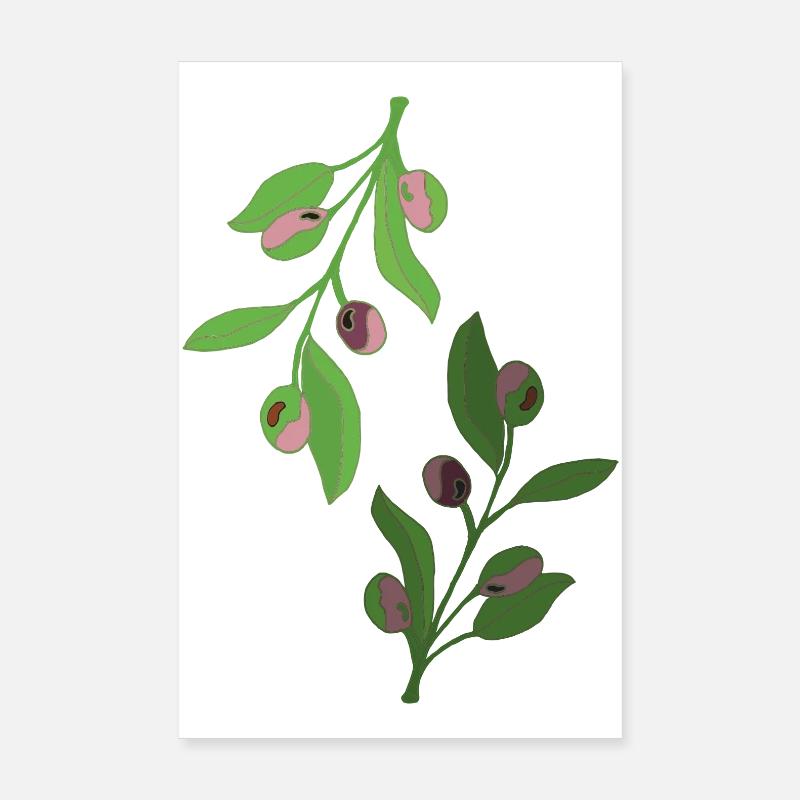 olive branches green pink Poster 8" x 12" (20x30 cm)