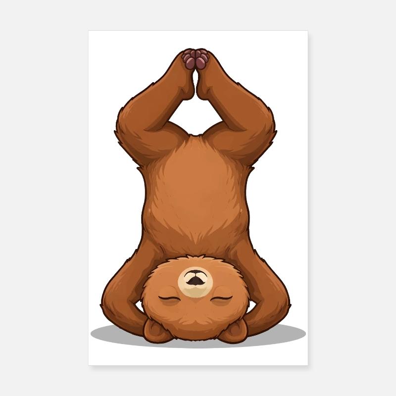 Yoga Bear in Headstand Poster 8" x 12" (20x30 cm)