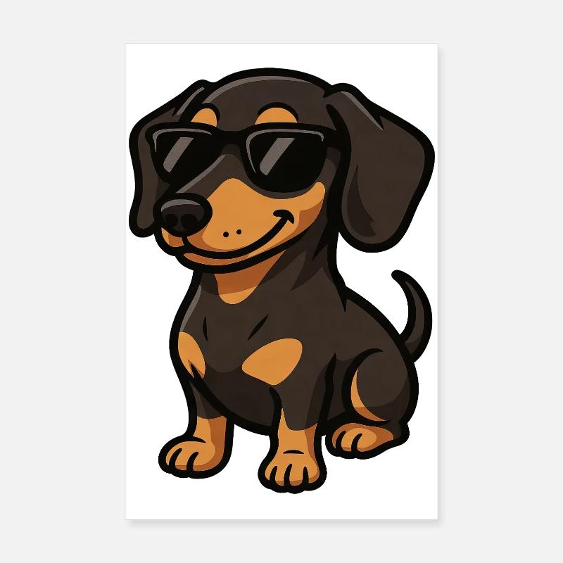 Teckel cool avec lunettes de soleil, petit ami maître Poster 20 x 30 cm
