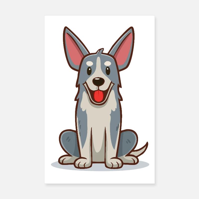 Kleiner, lustiger, grauer Hund (Comic) Poster 20x30 cm