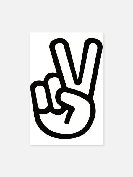 Signe de la main de la paix – Symbole de la victoire - Poster 20 x 30 cm - blanc - Devant