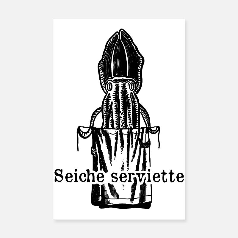 Seiche serviette - humour marin et absurde Poster 20 x 30 cm