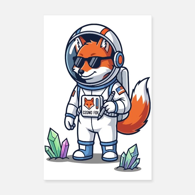 Cosmo Fox Astronaute Explorateur Spatial Poster 20 x 30 cm