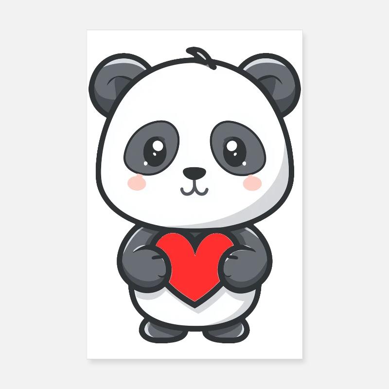 Bébé panda mignon avec cœur Poster 20 x 30 cm