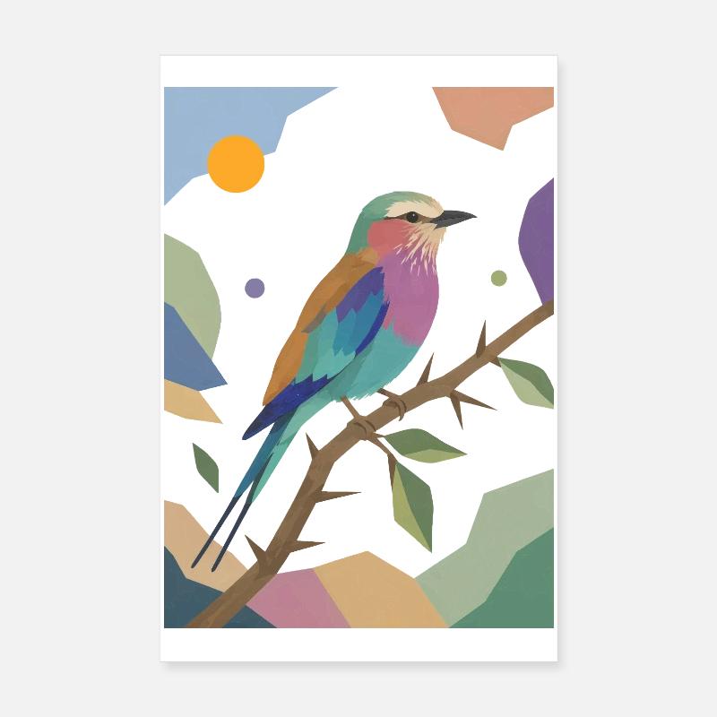 Bunter Vogel Fliederbrustwalze Design  Poster 20x30 cm