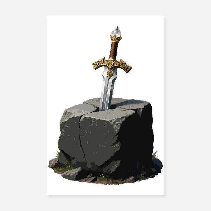 Sword in Rock Excalibur Poster 8" x 12" (20x30 cm)
