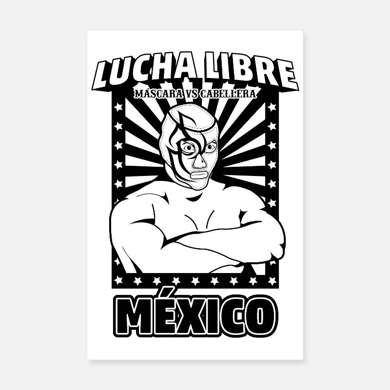 Lutte Mexique Noir Poster 20 x 30 cm