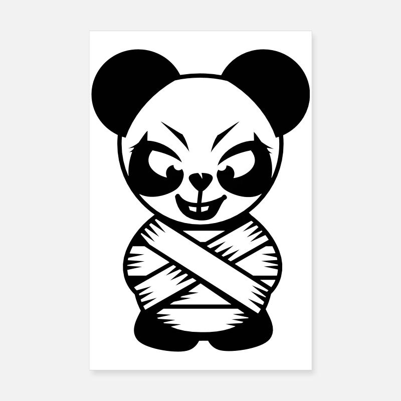 Panda avec camisole de force et yeux fous Poster 20 x 30 cm