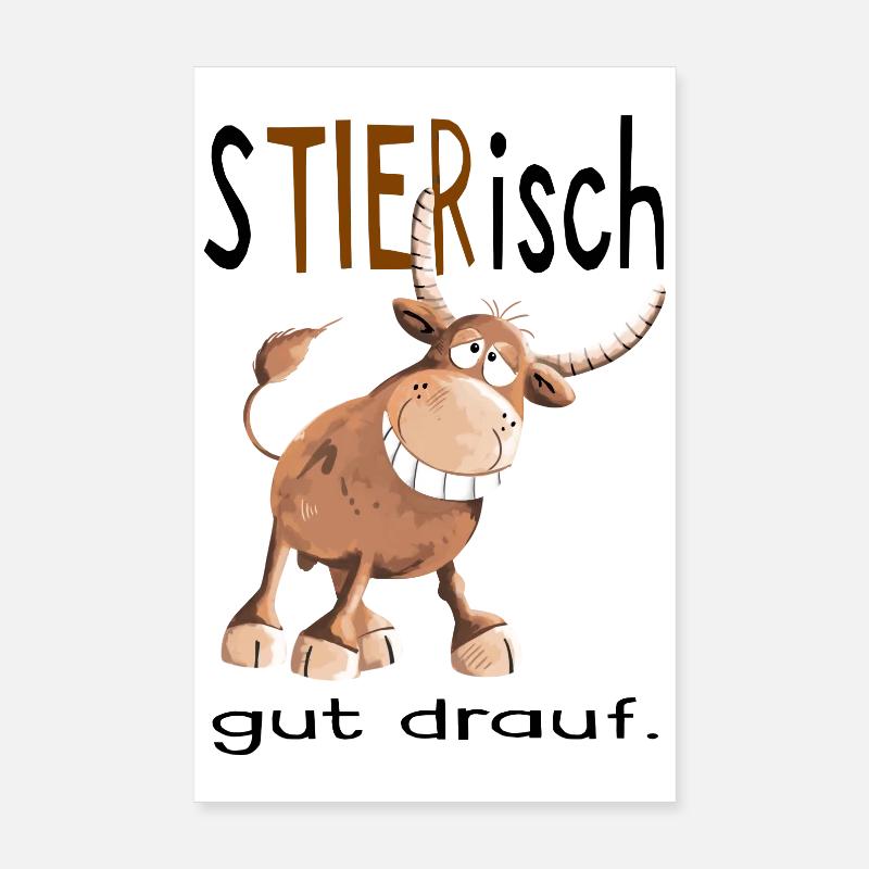 Tierisch gut drauf - Stier - Bulle - Comic - Fun Poster 20x30 cm