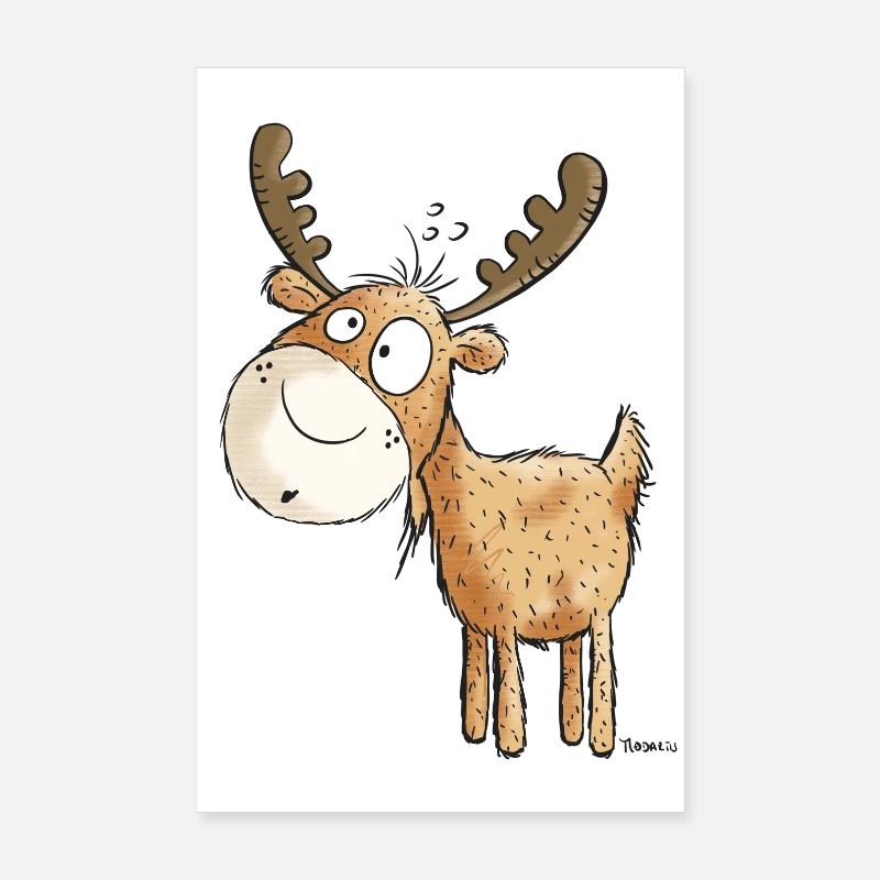 Witziger Elch - Elche - Hirsch - Reh - Geschenk Poster 20x30 cm