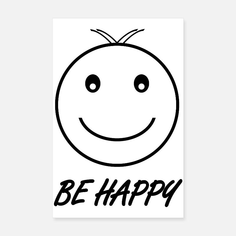 BE HAPPY black Poster 20 x 30 cm