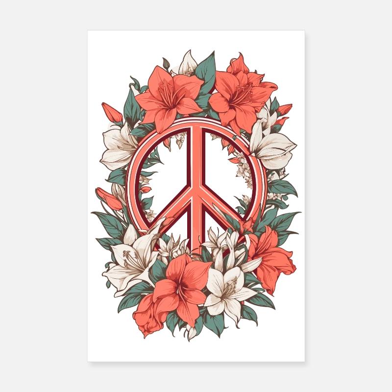 Friedenszeichen mit Amaryllis Blumen Poster 20x30 cm