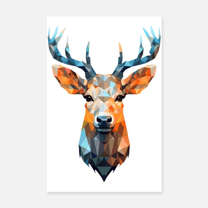 Hirsch Reh Polygon Rehe Hirsche Poster 20x30 cm