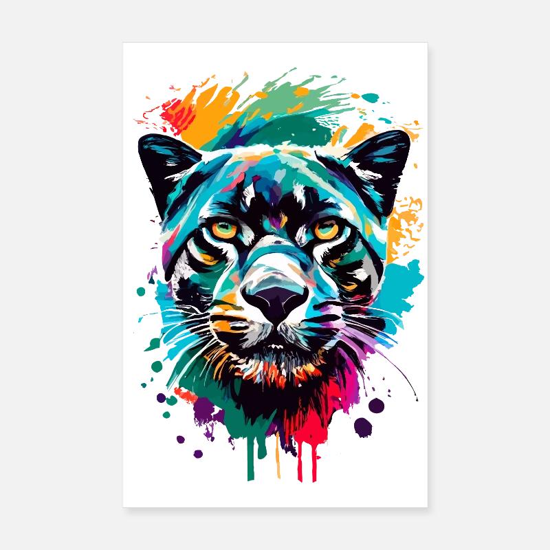 Panther Jaguar Leopard - Schwarzer Panther Katze Poster 20x30 cm