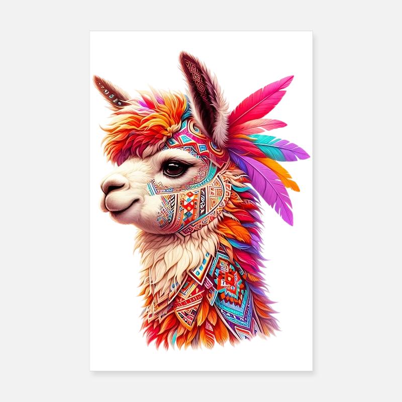 Alpaka - Poster 20x30 cm - Weiß