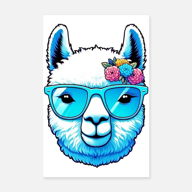 Alpaka mit Sonnenbrille Poster 20x30 cm