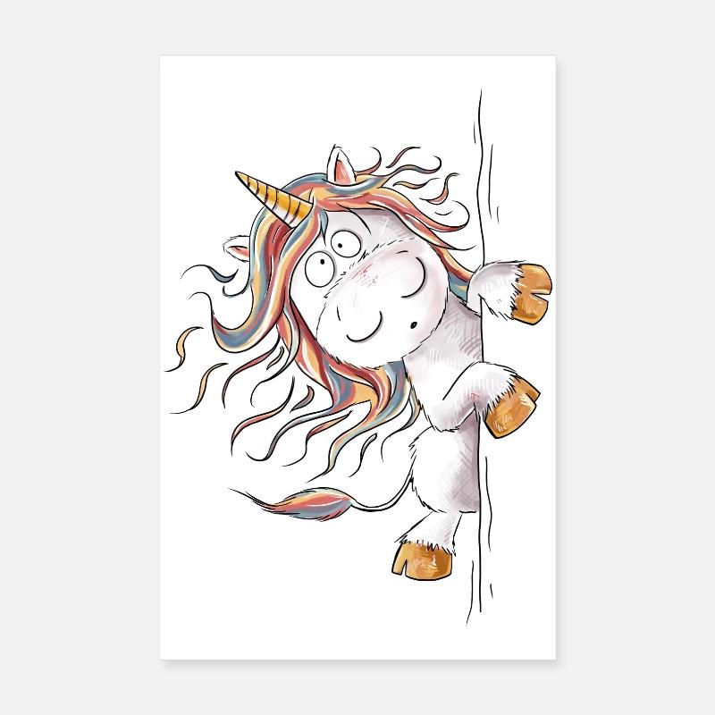 Drolliges Regenbogen Einhorn Fantasy Poster 20x30 cm