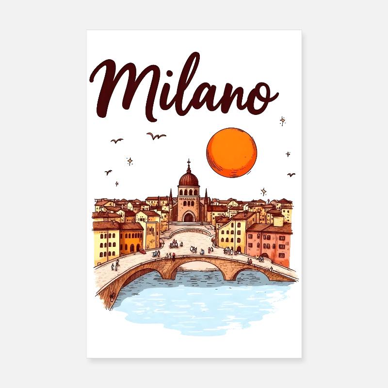 Mailand Skyline – Italiens Mode- und Designmetrop - Poster 20x30 cm - Weiß