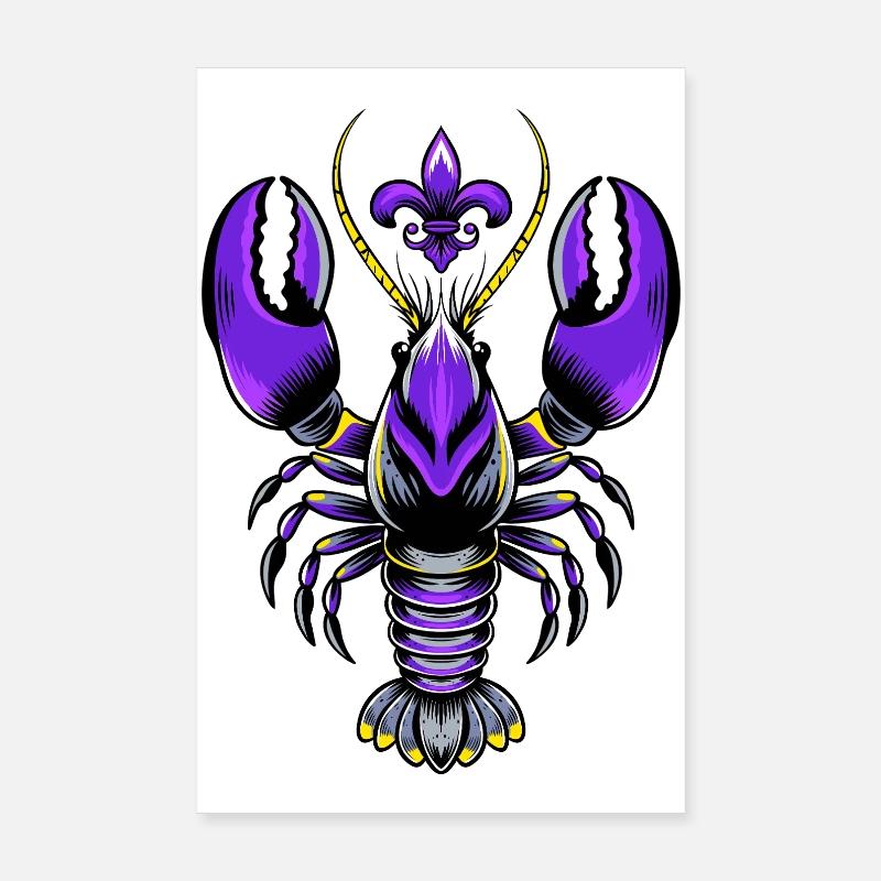 Mardi Gras Languste mit Fleur-de-Lis Design Poster 20x30 cm