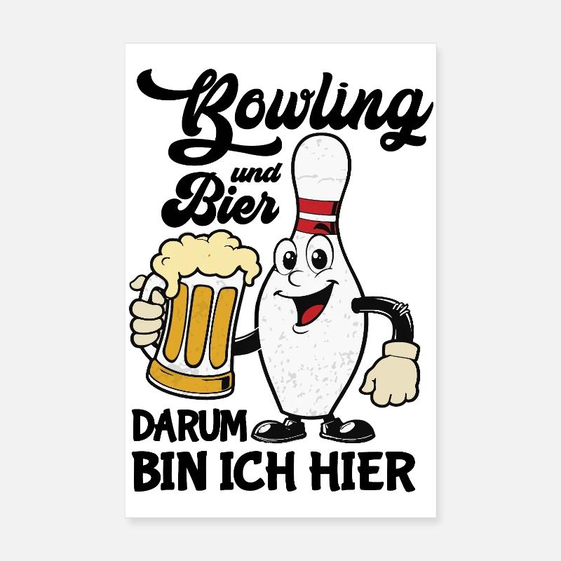 Humorvoller Bowling-Pin mit Bier Poster 20x30 cm