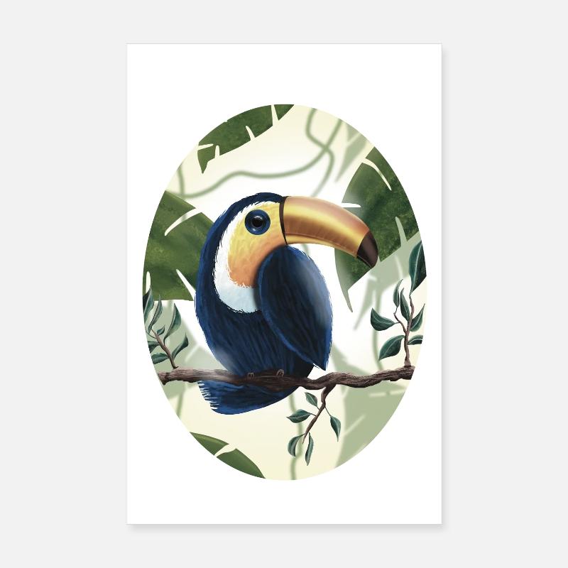 Toucan on Tree Branch Poster 8" x 12" (20x30 cm)