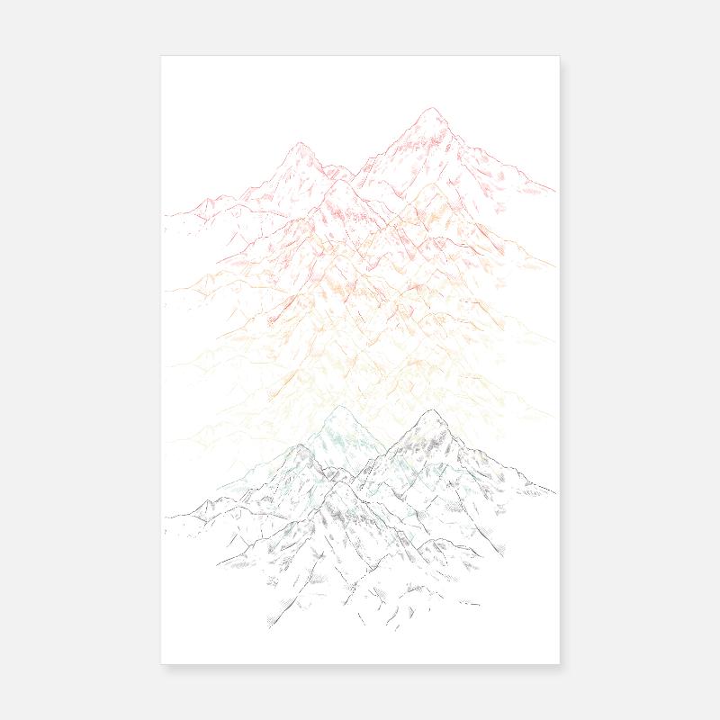 Vivid Mountain Range Illustration - Poster 8" x 12" (20x30 cm) - white