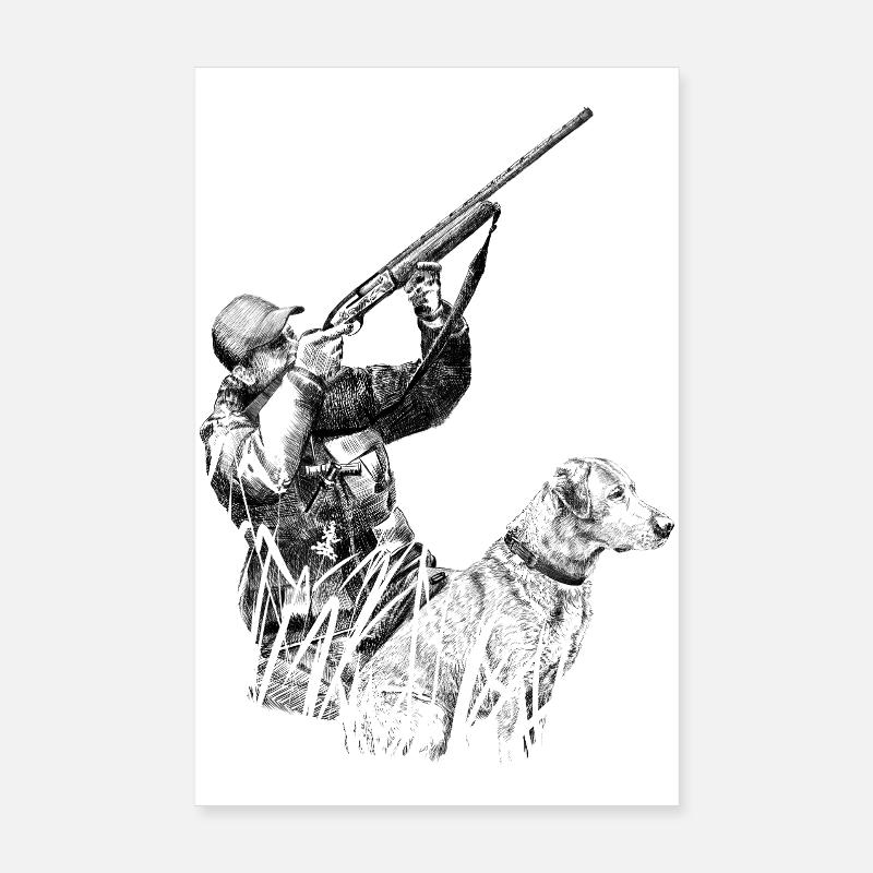 Chasseur avec chien Poster 20 x 30 cm