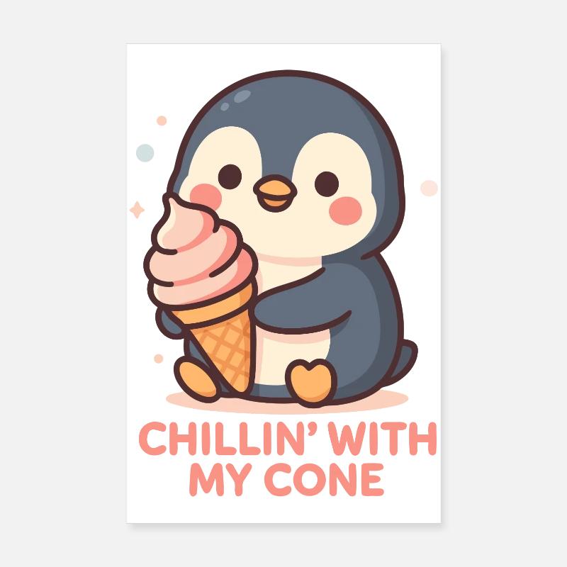 Niedlicher Pinguin mit Eistüte Design Poster 8" x 12" (20x30 cm)