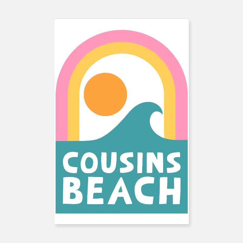 Cousins Beach – Retro Sunset Design Poster 20x30 cm