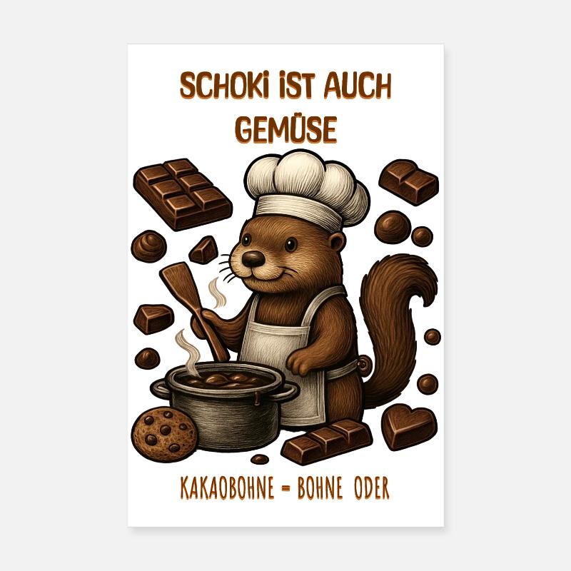 Maître cuisinier du castor au chocolat Poster 20 x 30 cm