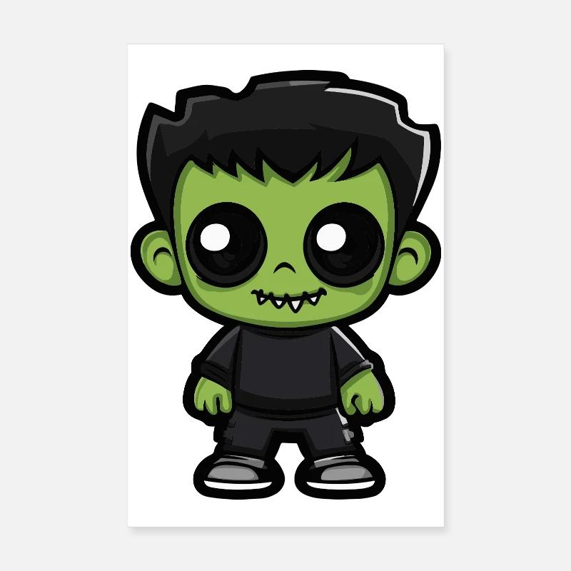 Zombie Halloween Bande dessinée mignonne Poster 20 x 30 cm