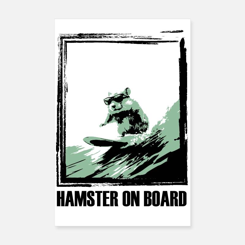 hamster auf surfboard Poster 20x30 cm