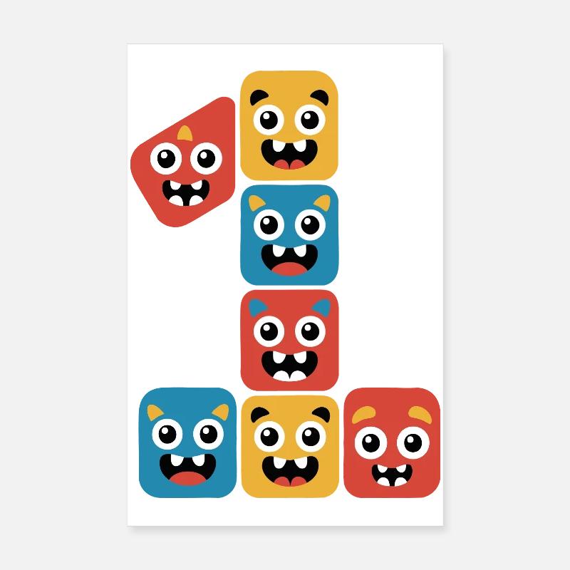 Bloc de construction monstre numéro 1 — 1er anniversaire Poster 20 x 30 cm
