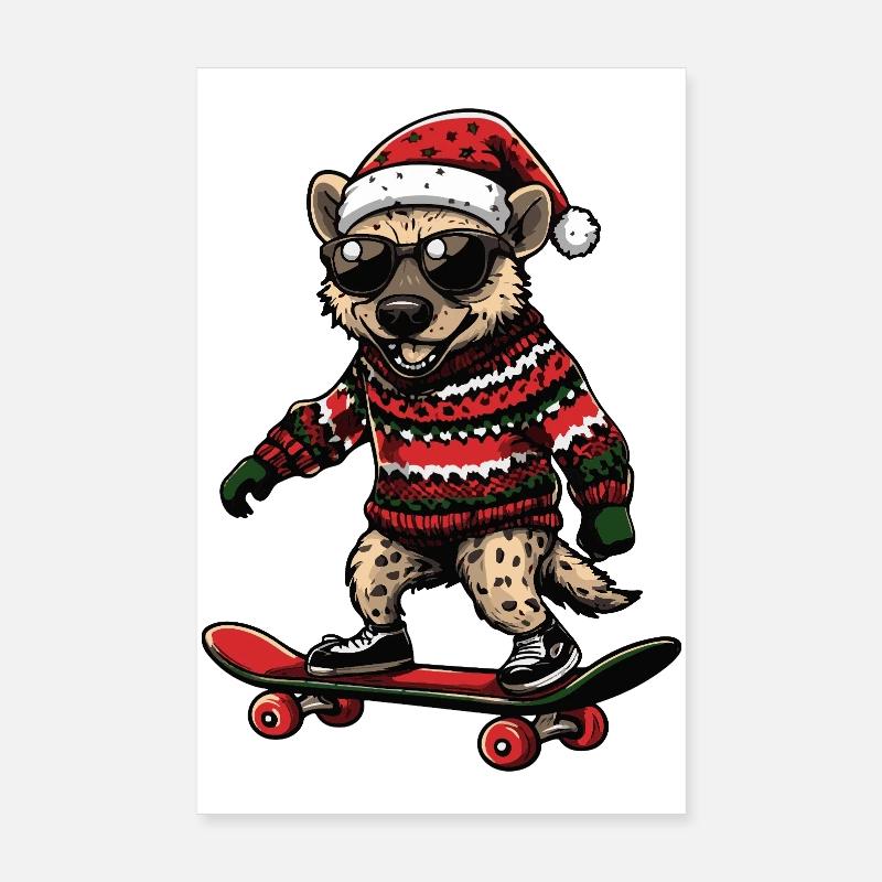 Hyène Noël drôle Poster 20 x 30 cm