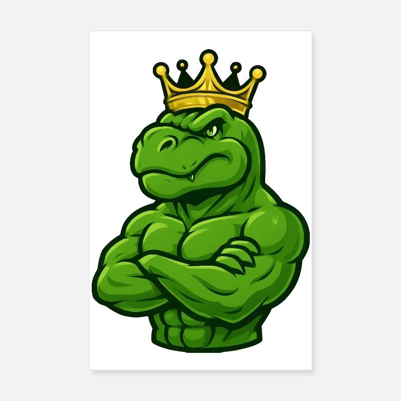 Starker T-Rex Dinosaurier mit Krone Selbstbewusst  Poster 20x30 cm