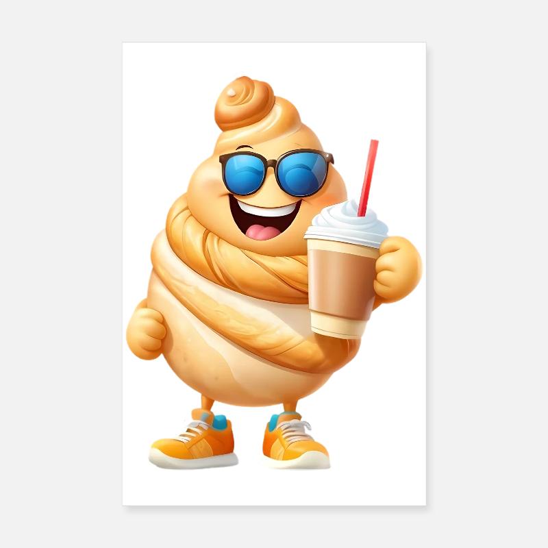 Croissant mit Kaffee Poster 20x30 cm